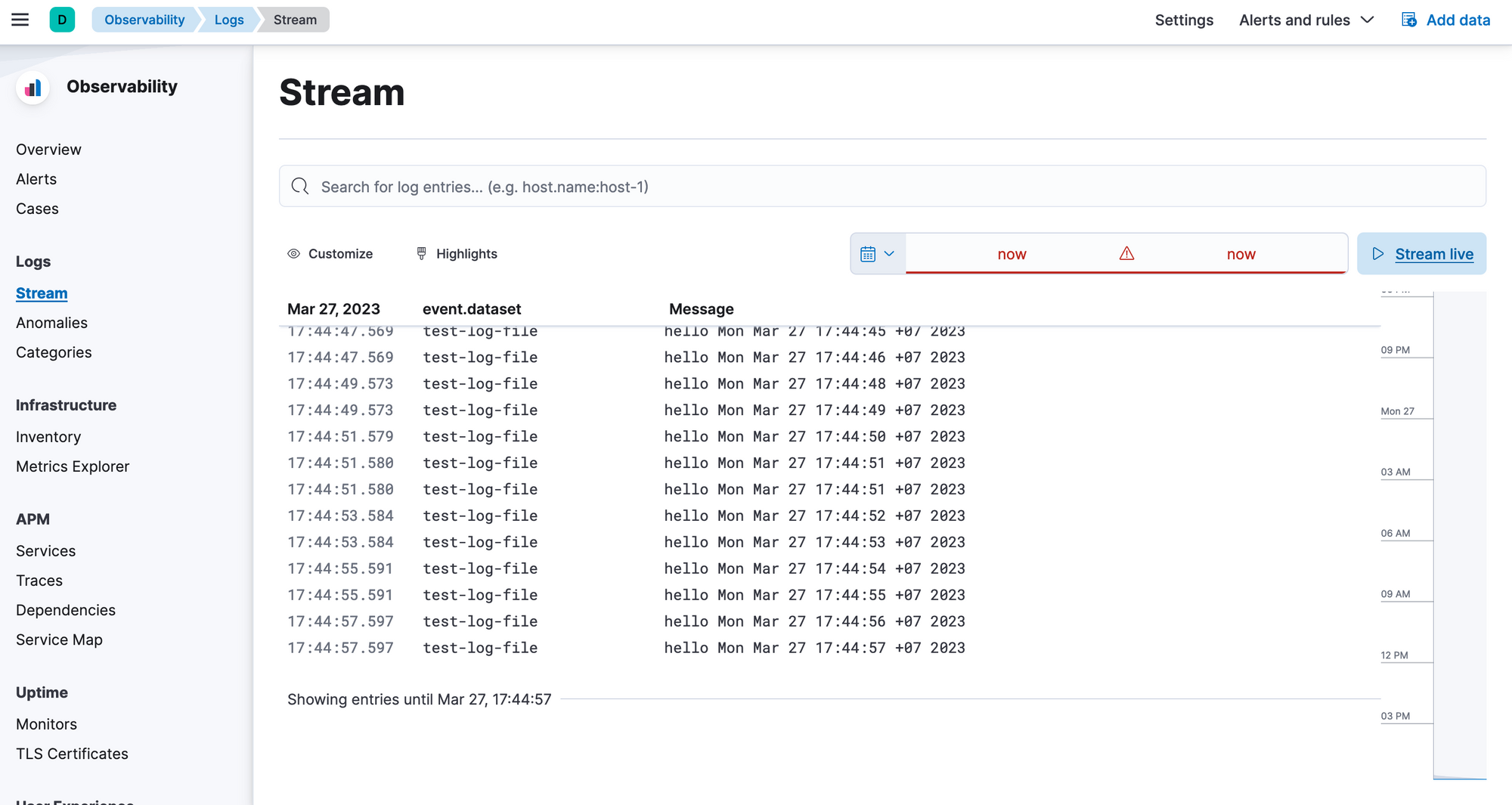 Stream log from file to Elastic Search
