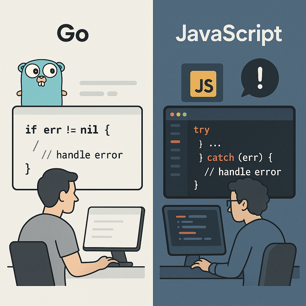Comparing Error Handling in Go and JavaScript: Explicit Returns vs. Try-Catch